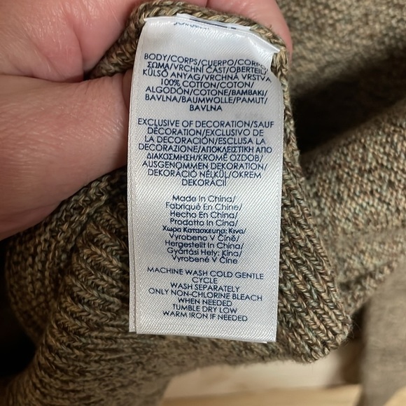 Chaps size L tan color mock neck pullover quarter button sweater - Picture 6 of 7